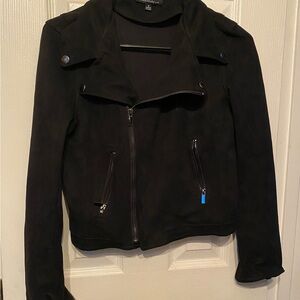 Chocolate USA Women’s Faux Suede Motorcycle Jacket With Zippered Pockets Size S